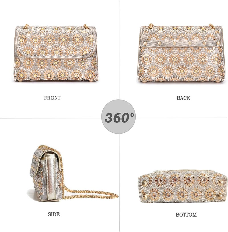 BBTT.ful Shoulder Bags Crossbody Bag Purses Handbags Crystals Rhinestone Evening Bag for Women Clutch Purse with Chain - Image 3